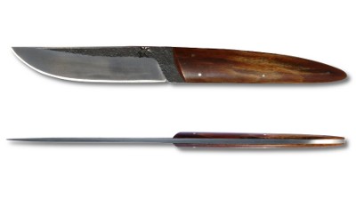 couteau droit lame acier au carbone (XC 75 ) - plaquettes hêtre stabilisé - 20 cm - 70 gr